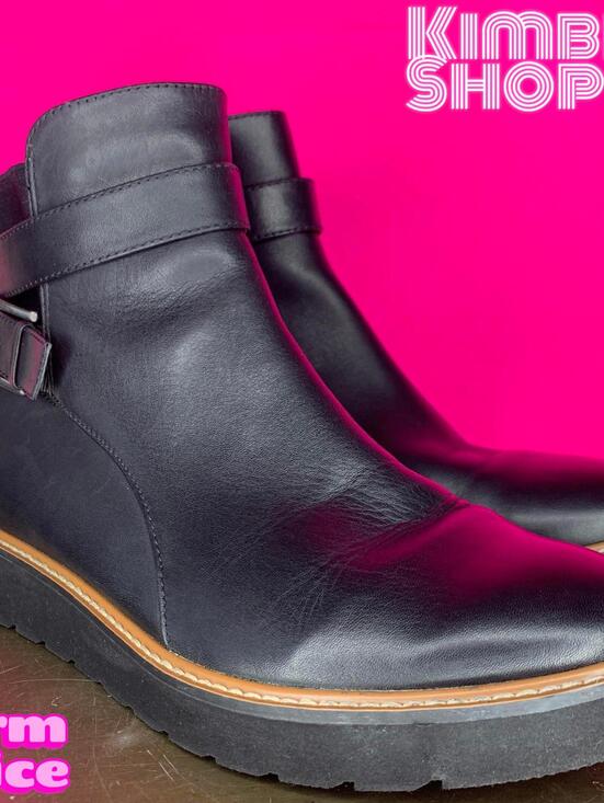 Naturalizer Shoes - Naturalizer Aster Black Leather Wrap Buckle Strap Platform Ankle Boot US 9 UK 7
